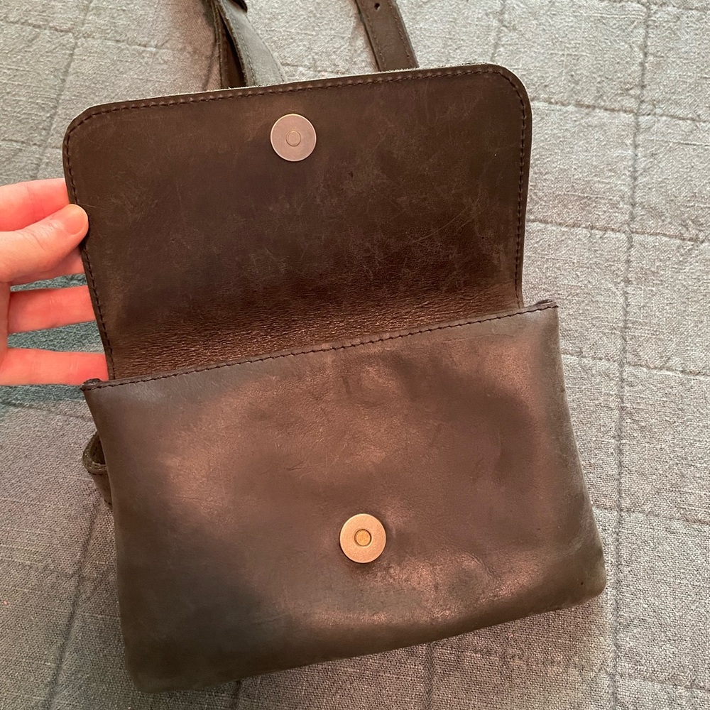 Able Black Leather Belt Bum Bag with Adjustable Strap - Picture 2 of 5
